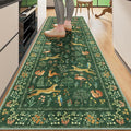 DUKINO 2x10 Rug for Hallway, Washable Kitchen Runner Rug with Non Slip Backing, Soft Low Pile Vintage Animal Runner for Bedroom, Kitchen, Hallway, Entryway, Laundry, Green