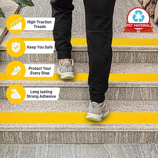 LifeGrip Anti Slip Traction Tape, 4 Inch x 38 Foot - Best Grip, Friction, Abrasive Adhesive for Stairs, Tread Step, Indoor, Outdoor, Yellow (4" X 38')