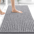 OLANLY Bathroom Rug Mat 34x21, Thick Soft and Absorbent Chenille Bath Mat, Non-Slip Rubber Backing, Machine Washable Quick Dry Bath Rugs for Tub Shower Floor, Home Decor Accessories, Grey