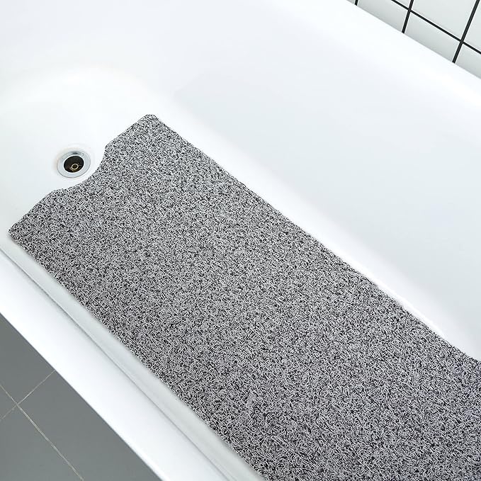 Leotruny Bath Tub Shower Mat 40 x 16 Inch Non-Slip Soft PVC Loofah Mats for Bathroom (C04-Mix Color)