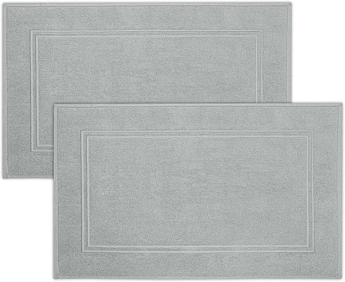 Tens Towels Pack of 2 Bath Mats 100% Cotton, 20 x 32 Inches, Super Absorbent, Hotel Quality Premium Floor Towels, Luxurious, Soft & Quick Dry, Not a Bathroom Rug, Cool Grey