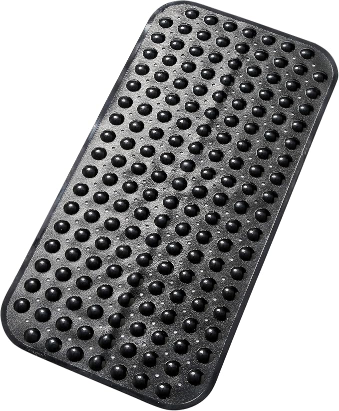 Large Non-Slip Bathtub & Shower Mat 31 inch x16 inch (Smooth/Non-Textured Tubs Only) Safe, Clean, Machine-Washable, Superior Grip&Drainage, Vinyl, Opaque Black, Medium