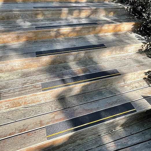 COSIMIXO 4" x 30" 10Pack Anti Slip Stair Tread with Reflective Strips,Best Grip Non Skid Tape,Anti-Skid Tape, High Traction Adhesive for Stairs Step