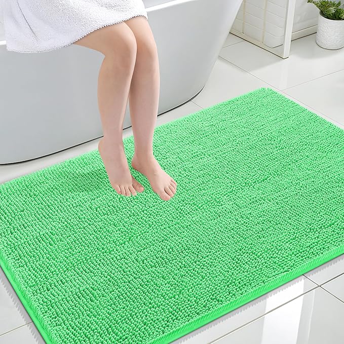 OLANLY Large Bathroom Rugs 44x32, Extra Soft Absorbent Chenille Bath Rugs, Rubber Backing Quick Dry, Machine Washable Bath Mats for Bathroom Floor, Tub and Shower, Home Decor Accessories, Mint Green