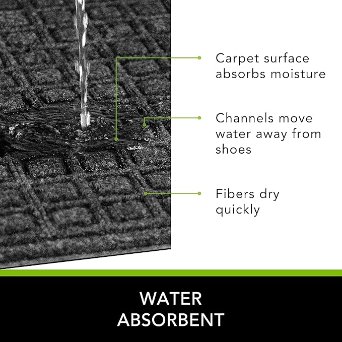 Apache Mills Textures 3' x 5' Blocks Heavy Duty Onyx Door Mat – Weather & Stain Resistant, Non-Slip, Durable Outdoor Mat – Made in USA – Superior Scraping Entrance Mat for Home or Commercial Use