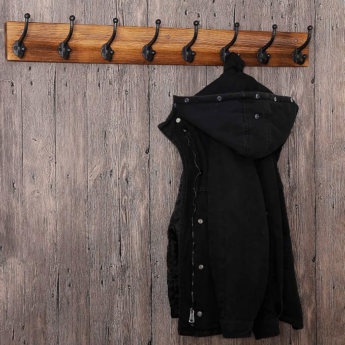 WEBI Rustic Coat Rack Wall Mount,35.43" Long 8 Cast Iron Coat Hooks Wall Mounted,Heavy Duty Wall Coat Hanger Hooks for Hanging Jacket,Clothes,Brown