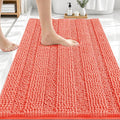 OLANLY Thick Bathroom Rugs 30x20, Extra Soft Absorbent Chenille Striped Bath Rugs, Rubber Backing, Machine Wash Dry, Bath Mats for Bathroom Floor, Tub and Shower, Home Decor Accessories, Coral
