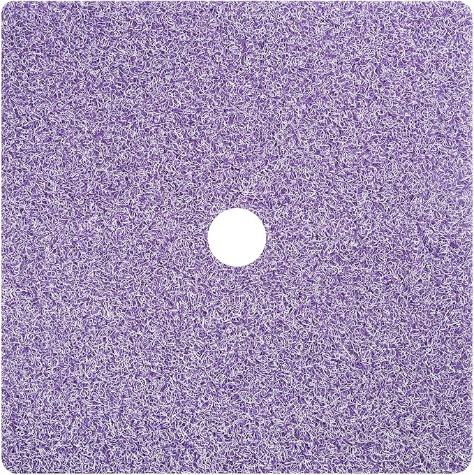 Enkosi Loofah Shower Mat with Drain Hole – Cushioned Anti-Slip Square Bath Mat for Showers, and Bathroom Floors – Textured PVC, Non Slip Safety Pad for Walk-in Stalls and Wet Areas (27x27 Purple)