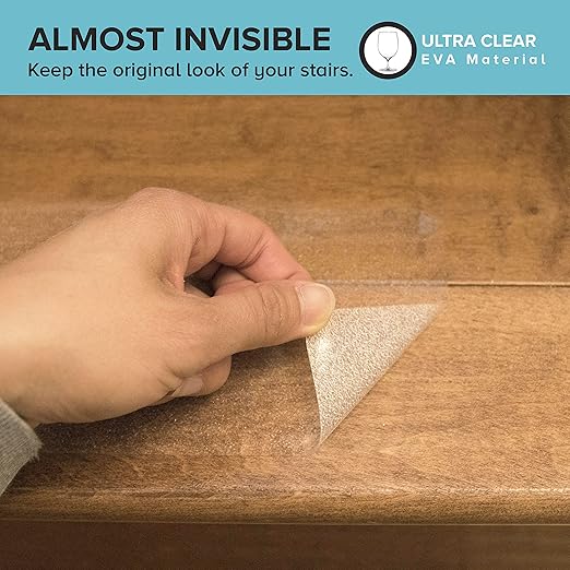 LifeGrip Stair Treads Non-Slip (24-Pack), 2" X 12", Anti Slip Transparent Stair Treads Tape for Indoor Wooden Step, Pre-Cut Strips, Rounded Corners - Right Size and Ready to Use for Easy Application