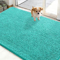 OLANLY Dog Door Mat for Muddy Paws 50x30, Absorbs Moisture and Dirt, Absorbent Non-Slip Washable Doormat, Quick Dry Chenille Mud Mat for Dogs, Entry Indoor Entryway Carpet for Inside Floor, Teal