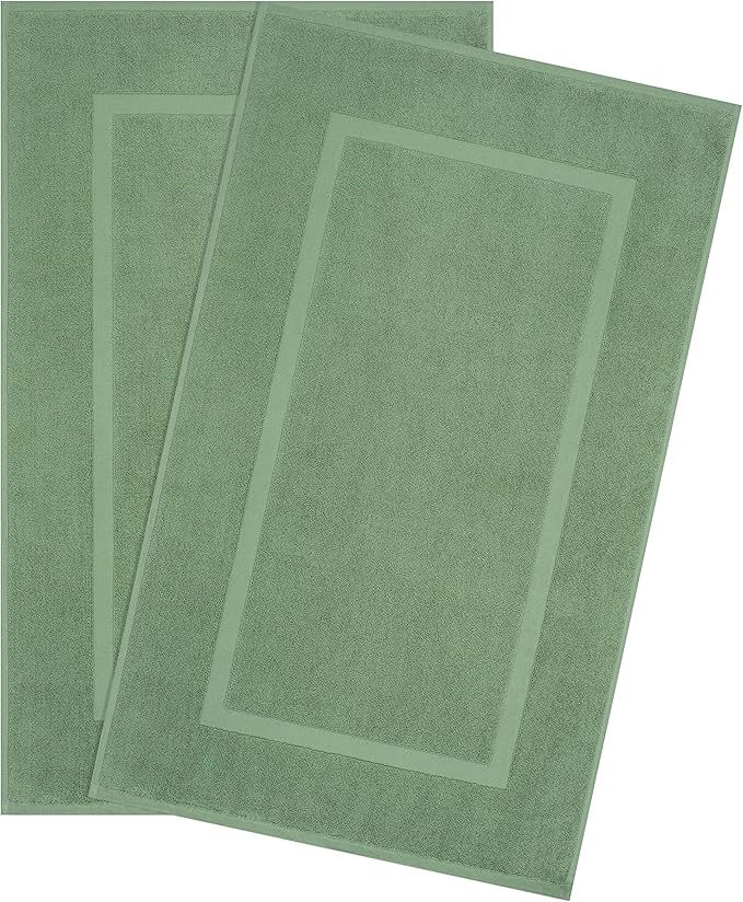 Cotton Paradise 100% Cotton Turkish Bathmat Set, Soft Absorbent Quick Dry, 2 Piece 20x34 Bathmat Floor Set, Sage Green