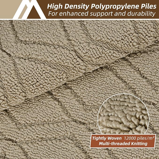 COSY HOMEER 60x24Inch/35X24Inch Kitchen Rugs Sets Non-Slip Washable Kitchen Mats for Floor Polypropylene Absorbent Kitchen Runner for Kitchen Sink Hallway Entryway(Beige)