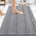 OLANLY Thick Bathroom Rugs 30x20, Extra Soft Absorbent Chenille Striped Bath Rugs, Rubber Backing, Machine Wash Dry, Bath Mats for Bathroom Floor, Tub and Shower, Home Decor Accessories, Grey