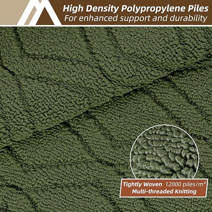 COSY HOMEER 60x24Inch/35X24Inch Kitchen Rugs Sets Non-Slip Washable Kitchen Mats for Floor Polypropylene Absorbent Kitchen Runner for Kitchen Sink Hallway Entryway(Green)