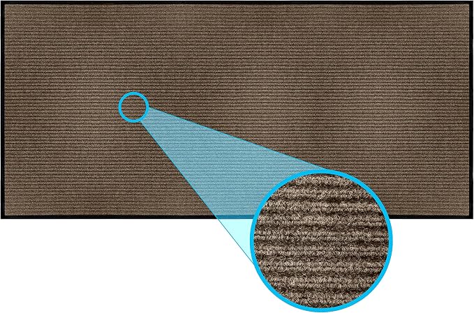 MaxMat® Extra Large Rubber Entry Mat - Heavy Duty, Waterproof, Low-Profile, Easy to Clean, Industrial Doormat (4 x 10 Feet, Brown, MXM-RIB0410BR)