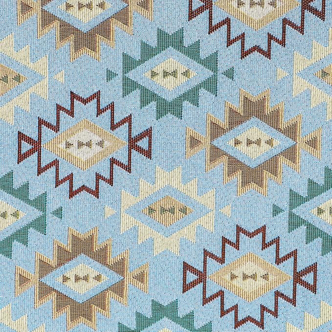 AAAAAcessories D-Shaped Chair Cushions, 2" Thick Dining Chair Pads with Ties and Removable, Machine-Washable Cover, 17" x 16", Set of 6, Geometric Blue