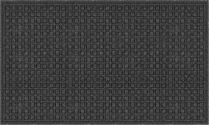 Apache Mills Textures 3' x 5' Blocks Heavy Duty Onyx Door Mat – Weather & Stain Resistant, Non-Slip, Durable Outdoor Mat – Made in USA – Superior Scraping Entrance Mat for Home or Commercial Use