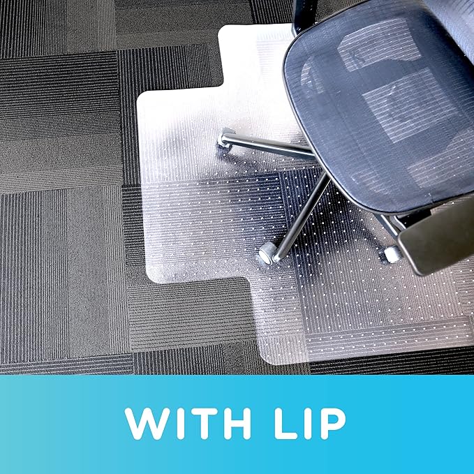 Dimex Office Chair Mat for Low‑Pile Carpet – 46" x 60" Clear Desk Floor Protector with Lip, Smooth Glide PVC