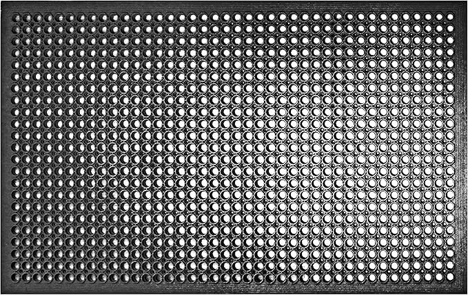 New Star Foodservice Commercial Grade Grease Resistant Anti-Fatigue Rubber Floor Mat, 36" x 60", Black