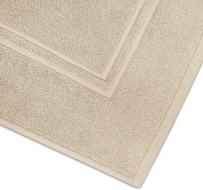 Tens Towels Pack of 2 Bath Mats 100% Cotton, 20 x 32 Inches, Super Absorbent, Hotel Quality Premium Floor Towels, Luxurious, Soft & Quick Dry, Not a Bathroom Rug, Beige