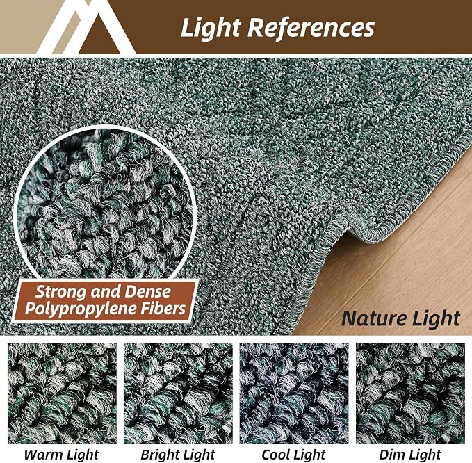 COSY HOMEER Kitchen Rugs Sets 2PCS,Non-Slip Washable Kitchen Mats for Floor,Absorbent and Stain Resistant Kitchen Runner Rugs for Kitchen Sink Laundry Entryway,20"x30"+20"x48",Heather Green