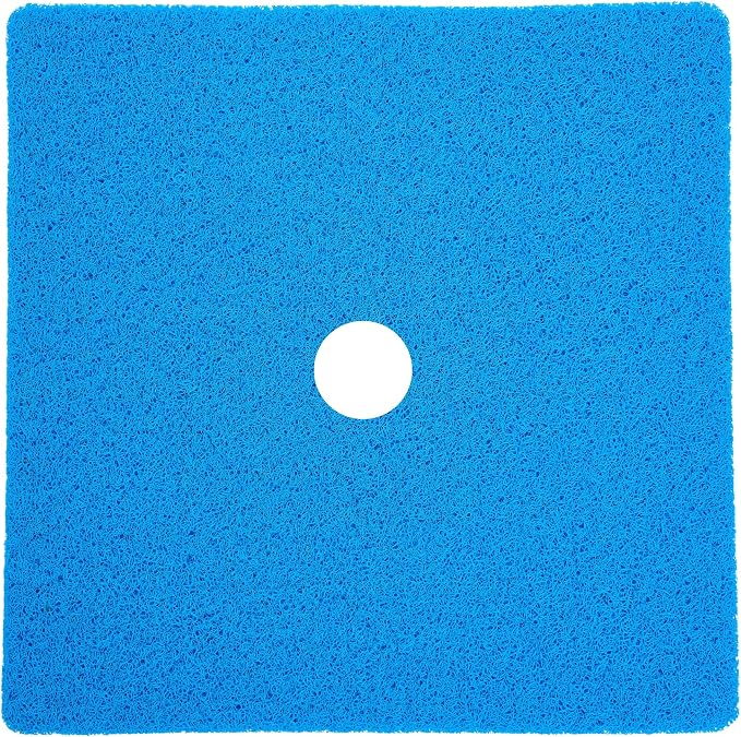 Enkosi Loofah Shower Mat with Drain Hole – Cushioned Anti-Slip Square Bath Mat for Showers, and Bathroom Floors – Textured PVC, Non Slip Safety Pad for Walk-in Stalls and Wet Areas (27x27 Blue)