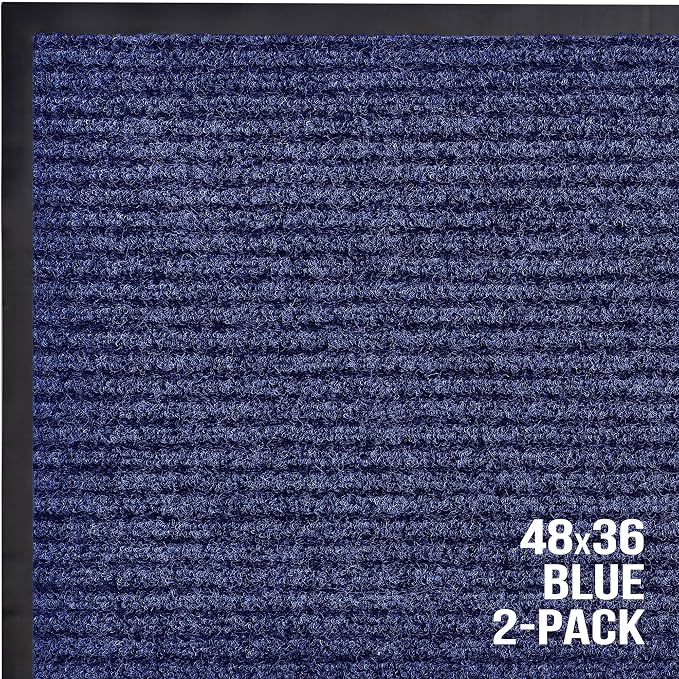 Sierra Concepts Front Door Mat X-Large Welcome Floor Mats - Entryway Indoor Outdoor Entrance Doormat, Patio, Porch, Muddy Dog Shoe, Inside Outside Low Profile 48x36in, 2-Pack Blue