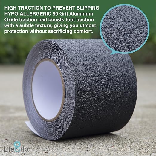 Lifegrip Anti Slip Traction Tape, 4 Inch x 30 Foot Best Grip, Friction, Abrasive Adhesive for Stairs, Tread Step, Indoor, Outdoor (4“ X 30‘ Tape)