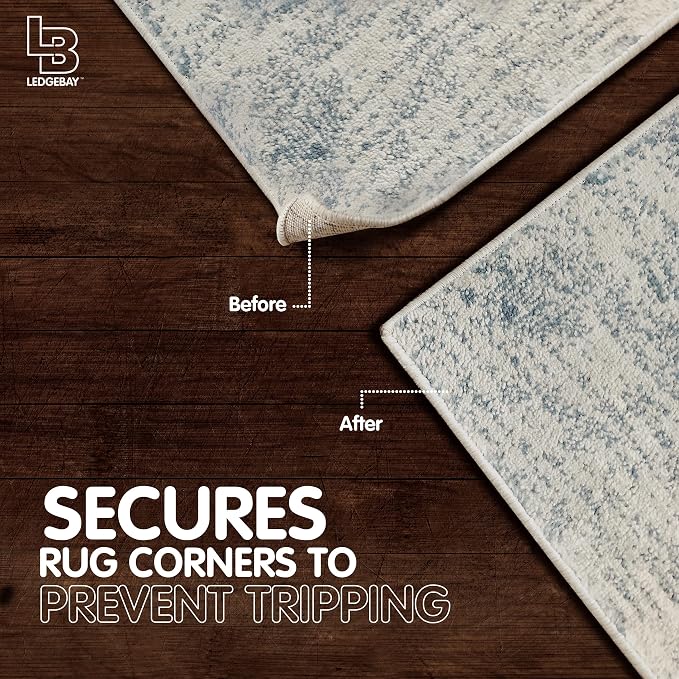 Ledgebay Rug Pad Grippers for Area Rugs Pack of 9 Reusable, No Skid, Washable, Anti-Slip Pads, Rug Gripper for Hardwood Floors and Tile with Double-Sided, Self Adhesive Rug Tape to Keep Rugs Flat