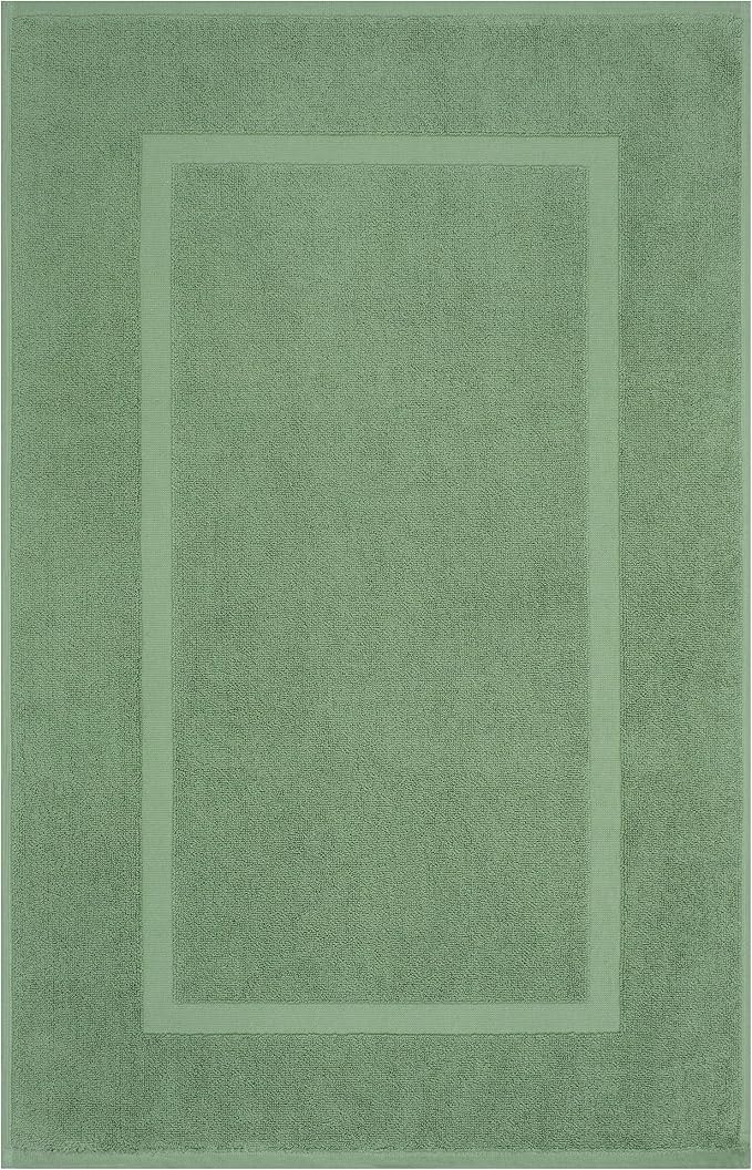 Cotton Paradise 100% Cotton Turkish Bathmat Set, Soft Absorbent Quick Dry, 2 Piece 20x34 Bathmat Floor Set, Sage Green