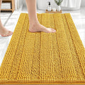 OLANLY Thick Bathroom Rugs 30x20, Extra Soft Absorbent Chenille Striped Bath Rugs, Rubber Backing, Machine Wash Dry, Bath Mats for Bathroom Floor, Tub and Shower, Home Decor Accessories, Golden Yellow