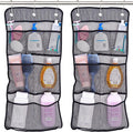 S&T INC. Shower Organizer, Shower Caddy & Bathroom Organizer, 2 Pack, Black | Quick Drying Mesh, 7 Pockets to Hold Shampoo, Soap, Loofah, and Cruise Ship Essentials