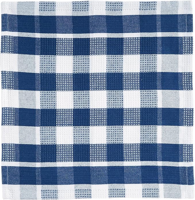 LANE LINEN 100% Cotton Kitchen Dish Cloths, Ultra Soft Absorbent Quick Drying Dish Towels, Multiweave Wash Cloths Dish Towel Sets, 12x12 Inches, 12 Pack - Navy