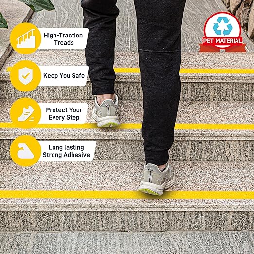 LifeGrip Anti Slip Traction Tape, 2 Inch x 60 Foot - Best Grip, Friction, Abrasive Adhesive for Stairs, Tread Step, Indoor, Outdoor, Yellow (2" X 60')