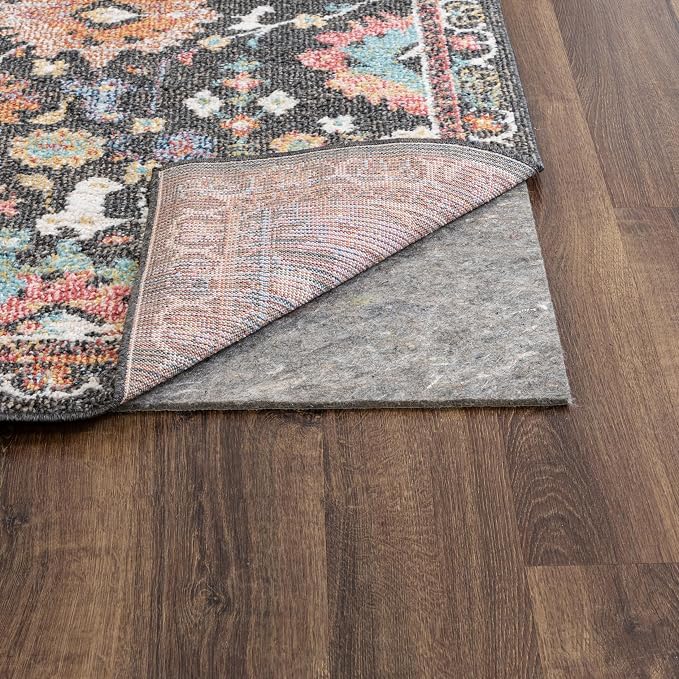Mohawk Home Non Slip Rug Pad 6' Round - 3/8" Thick Felt + Latex Rubber Gripper - Dual Surface Cushion for Hardwood, Carpet, Tile Floors, Made in USA