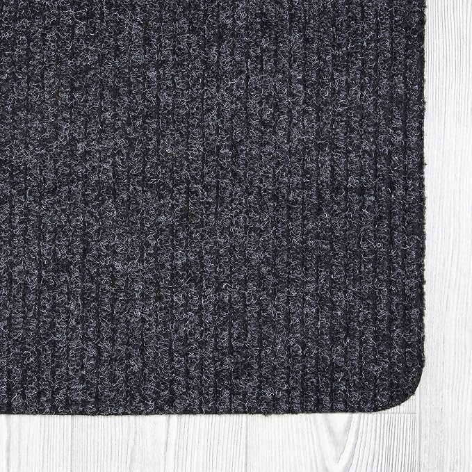 Ottomanson 5' x 6'6" Mud Mat Area Rug Scraper Carpet - Non-Slip, Dirt Trapping for Indoor & Outdoor Use - Ideal for Entryway, Garage, Kitchen, Patio & High-Traffic Areas, Black