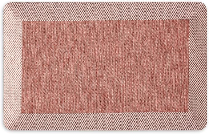 MARTHA STEWART Mira Modern Heathered Solid Anti-Fatigue Air-Infused Kitchen Mat, Spice Red, 19.6"x32"